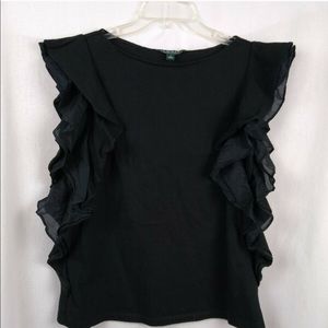 Black ruffle top (RALPH LAUREN)
